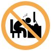 Icono-Prohibido-Dormir icono representando una vigilente de seguridad dormido en su escritorio sobrerayado con un icono de prohibicion.